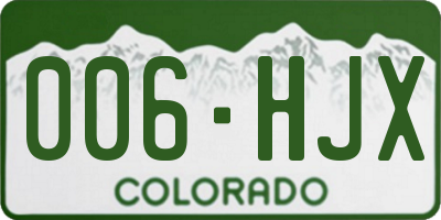 CO license plate 006HJX