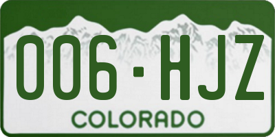 CO license plate 006HJZ