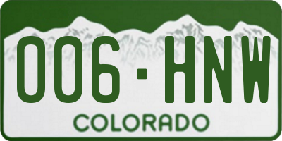 CO license plate 006HNW