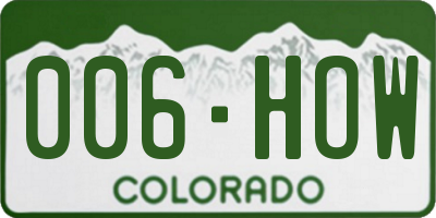 CO license plate 006HOW