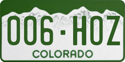 CO license plate 006HOZ