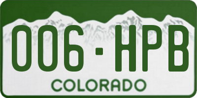 CO license plate 006HPB