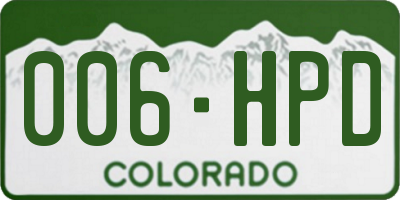 CO license plate 006HPD