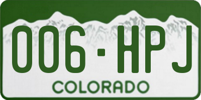 CO license plate 006HPJ