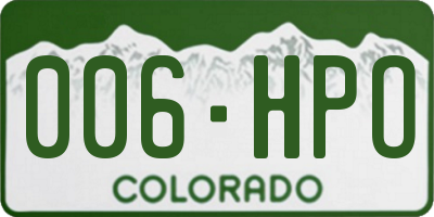 CO license plate 006HPO