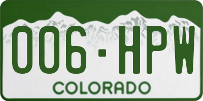 CO license plate 006HPW