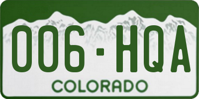 CO license plate 006HQA