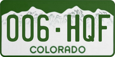 CO license plate 006HQF