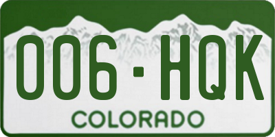 CO license plate 006HQK
