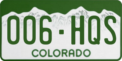 CO license plate 006HQS