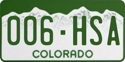 CO license plate 006HSA