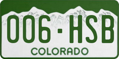 CO license plate 006HSB