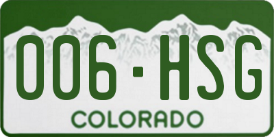 CO license plate 006HSG