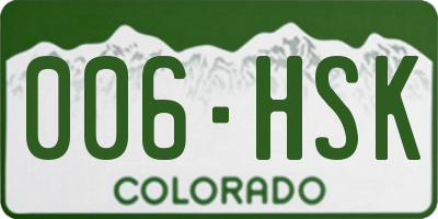 CO license plate 006HSK