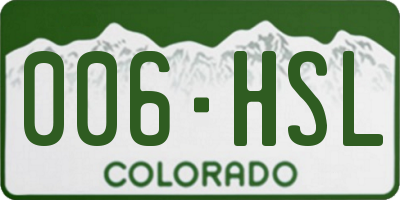 CO license plate 006HSL