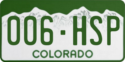 CO license plate 006HSP