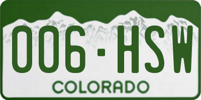 CO license plate 006HSW