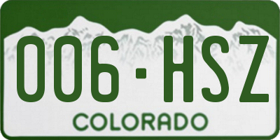 CO license plate 006HSZ