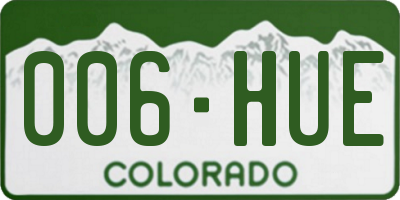 CO license plate 006HUE