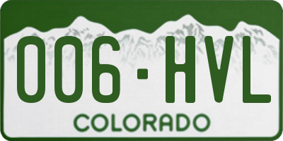 CO license plate 006HVL