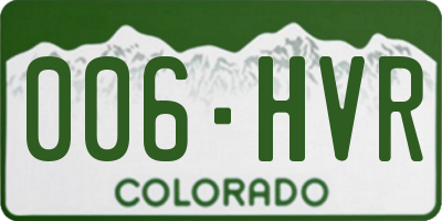 CO license plate 006HVR