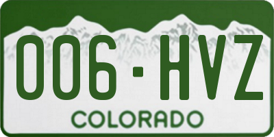 CO license plate 006HVZ