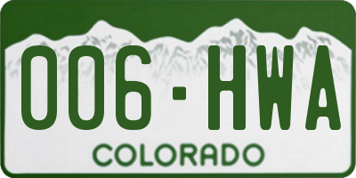 CO license plate 006HWA