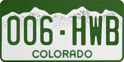 CO license plate 006HWB