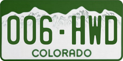 CO license plate 006HWD