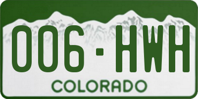 CO license plate 006HWH