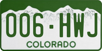 CO license plate 006HWJ