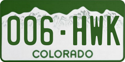 CO license plate 006HWK