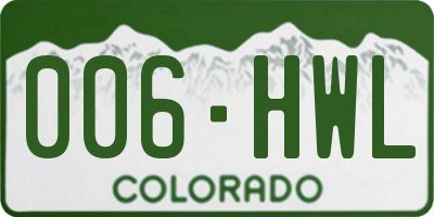 CO license plate 006HWL