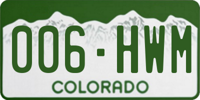 CO license plate 006HWM