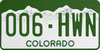 CO license plate 006HWN