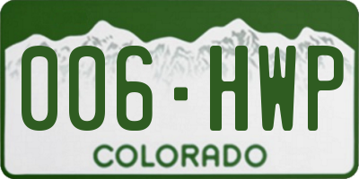 CO license plate 006HWP