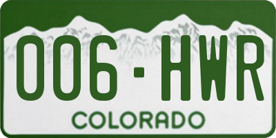 CO license plate 006HWR