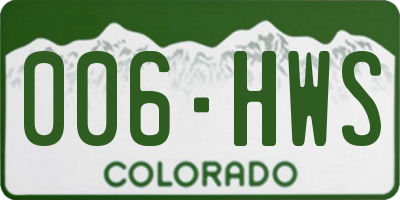 CO license plate 006HWS