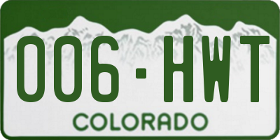 CO license plate 006HWT