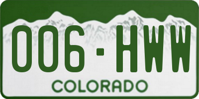 CO license plate 006HWW