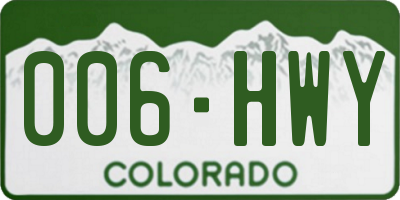 CO license plate 006HWY