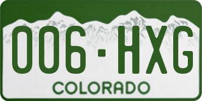 CO license plate 006HXG