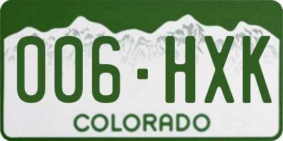 CO license plate 006HXK