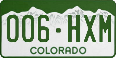 CO license plate 006HXM