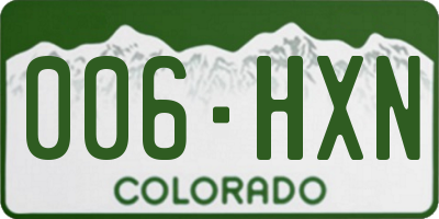 CO license plate 006HXN