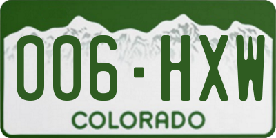 CO license plate 006HXW