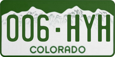 CO license plate 006HYH