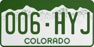 CO license plate 006HYJ