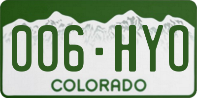 CO license plate 006HYO