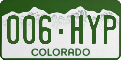 CO license plate 006HYP